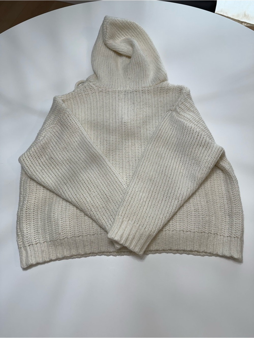 aerie Cropped V-Neck Hoodie Sweater in Cream Size Medium - Picture 7 of 8